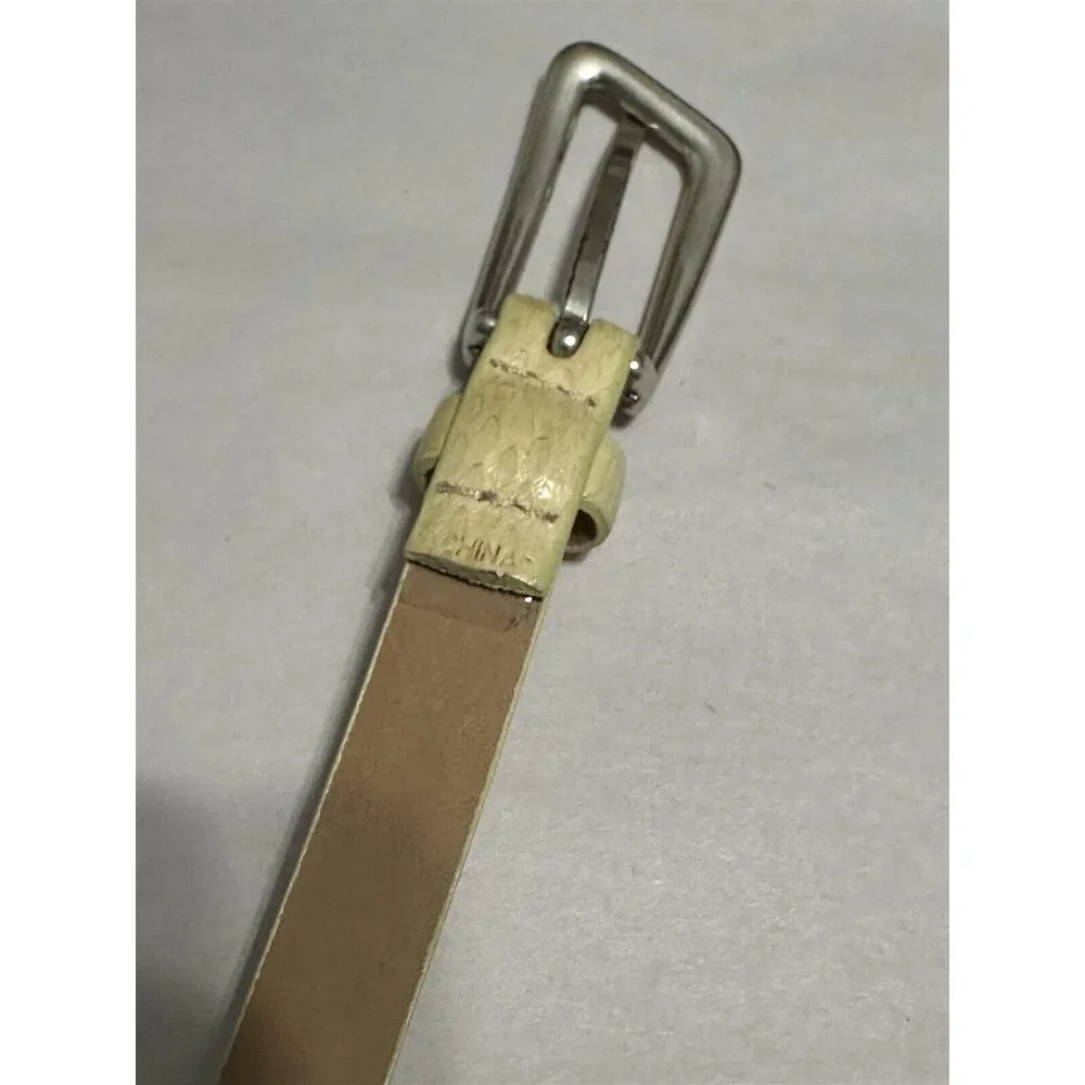 DKNY Womens Belt Snakeskin Skinny Beige Yellow Large